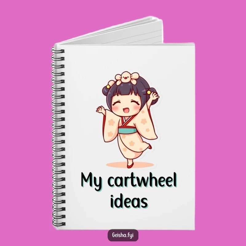 Funny Geisha Doll Cartwheel Notebook - Journal Your Delights