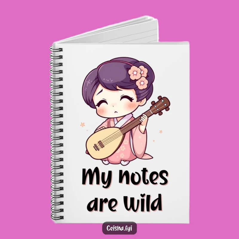 Funny Geisha Shamisen Notebook: Surprised Expression Journal, Humorous Gift for Writers