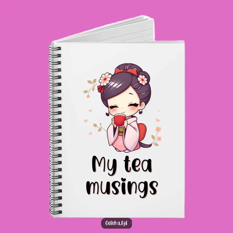 Funny Cute Geisha Notebook: Jot Down Thoughts with Elegant Tea Flair Gift