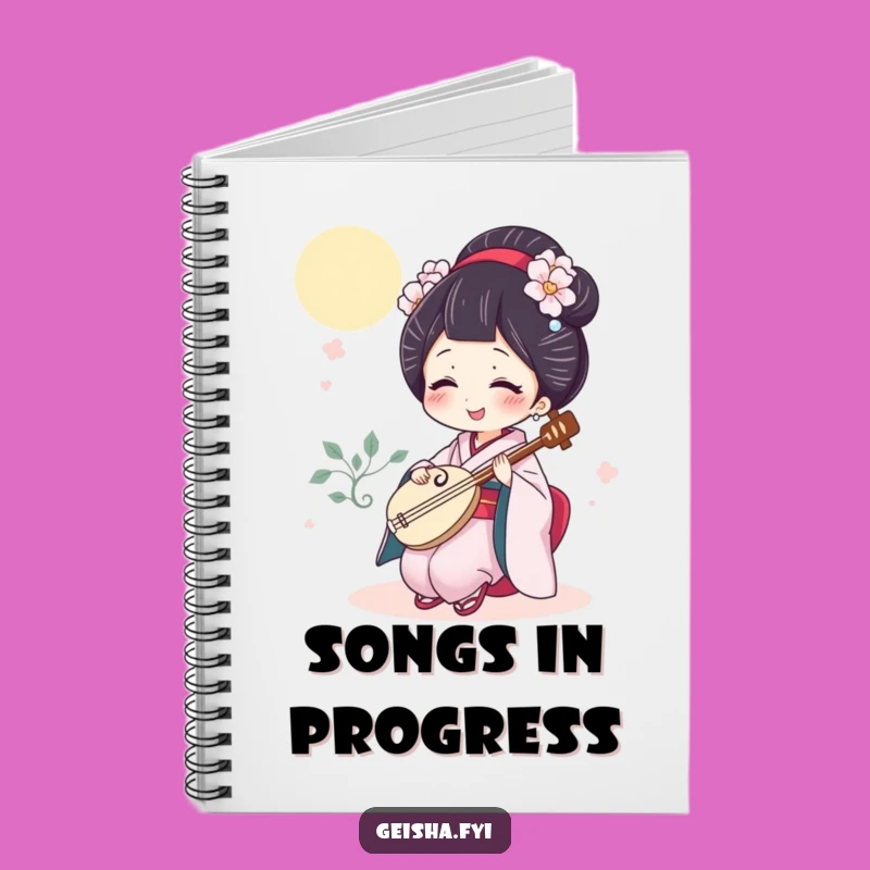 Funny Giggling Geisha Notebook, Jot Down Notes with Musical Mirth