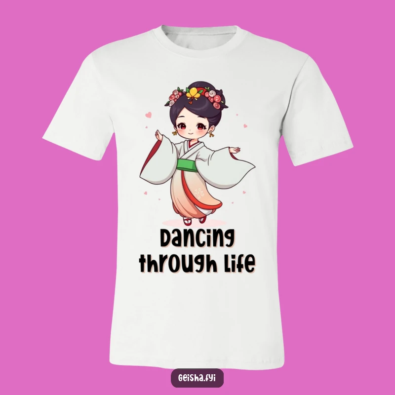 Funny Geisha Dance T-Shirt: Joyful Flowing Sleeves, Humorous Gift for Movers