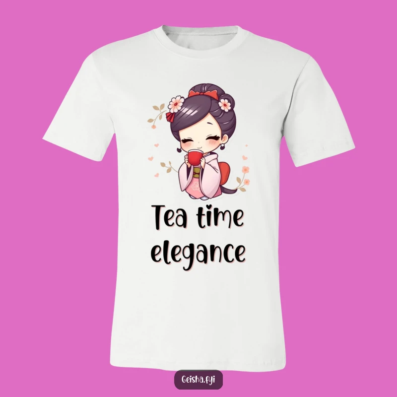 Funny Cute Geisha T-Shirt: Elegant Tea Time Smile Gift
