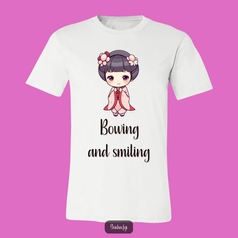 Funny Geisha Bowing T-Shirt: Wearable Grace with a Cheerful, Humorous Twist