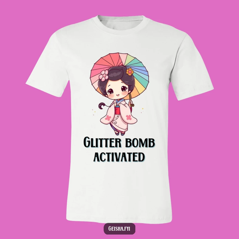 Funny Geisha Glitter Parasol T-Shirt: Wearable Whimsy Gift