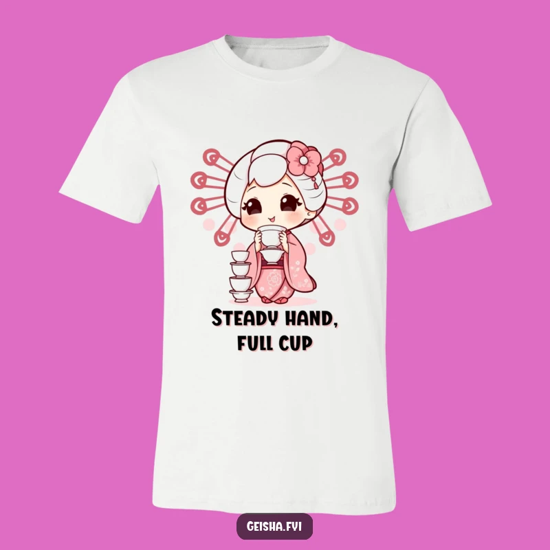 Funny Geisha Teacup T-Shirt: Hilarious Balancing Act Shirt Gift
