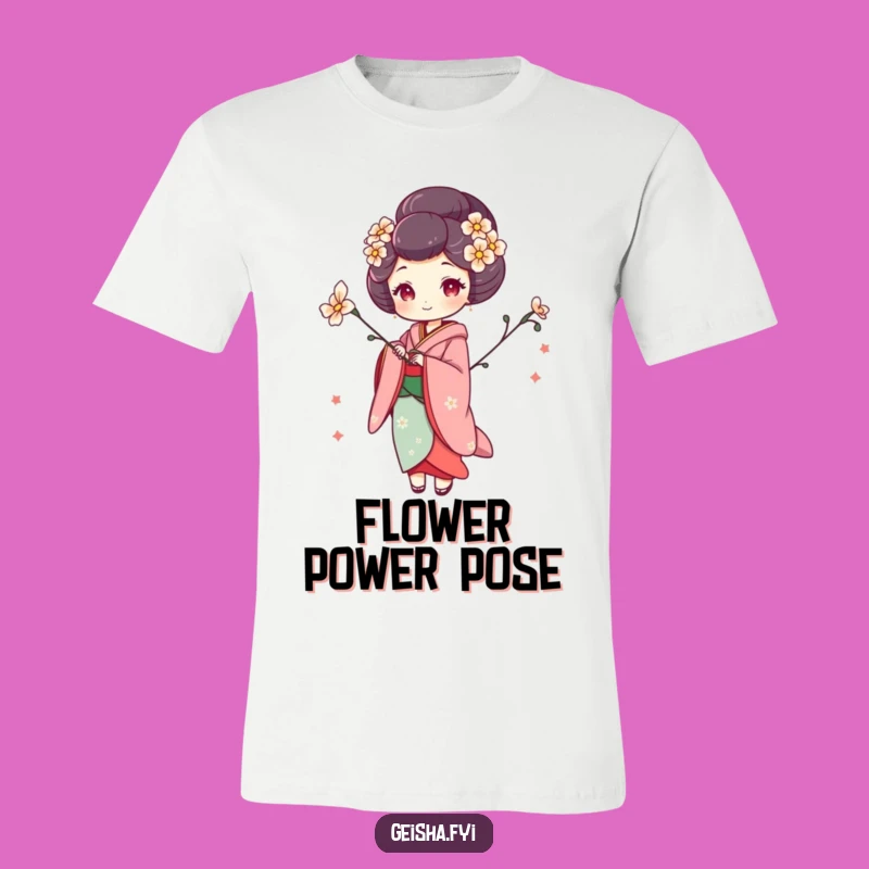 Funny Whimsical Geisha T-Shirt, Artistic Style Meets Playful Pose