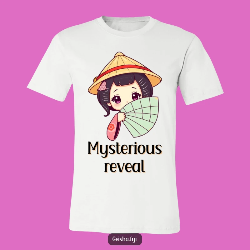 Funny Geisha Fan T-Shirt: Wear a Mysterious Peek from a Traditional Hat