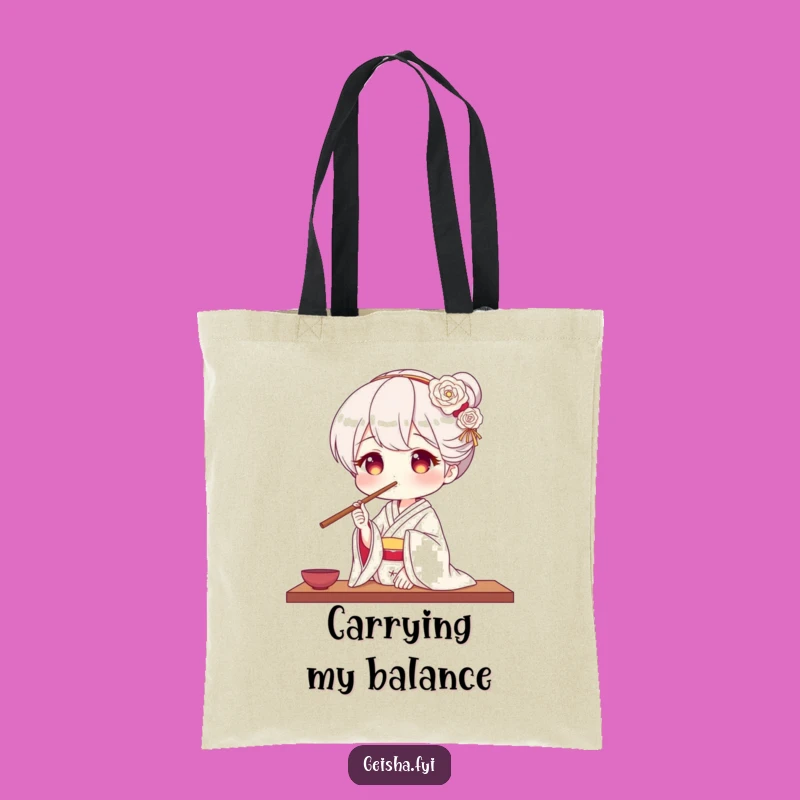 Funny Geisha Chopstick Nose Tote Bag - Carry Your Charm with Humor!