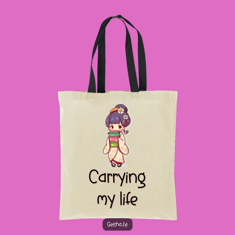Chic Funny Geisha Box Tote Bag - Balancing Accessory, Colorful Carryall, Cute Funny Gift