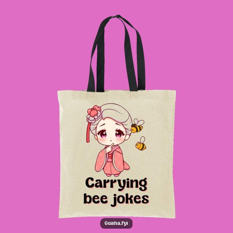 Funny Geisha Bee Tote Bag - Stylish Carry-All with Humorous Scene Gift