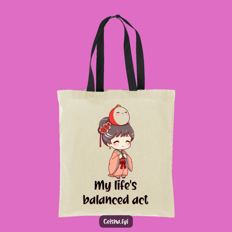 Funny Geisha Daruma Balance Tote Bag: Carry Your Essentials with Style