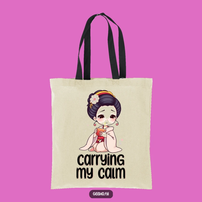 Funny Geisha Tea Tote Bag: Elegant Sips, Humorous Gift Accessory
