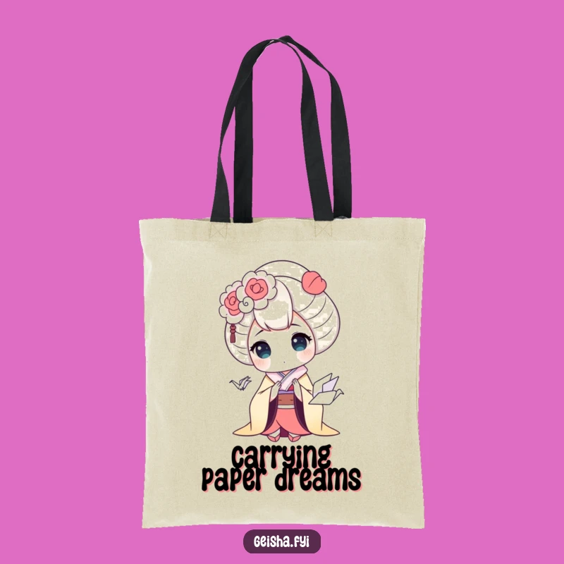 Funny Geisha Tote Bag - Carry Your Surprise and Origami Crane