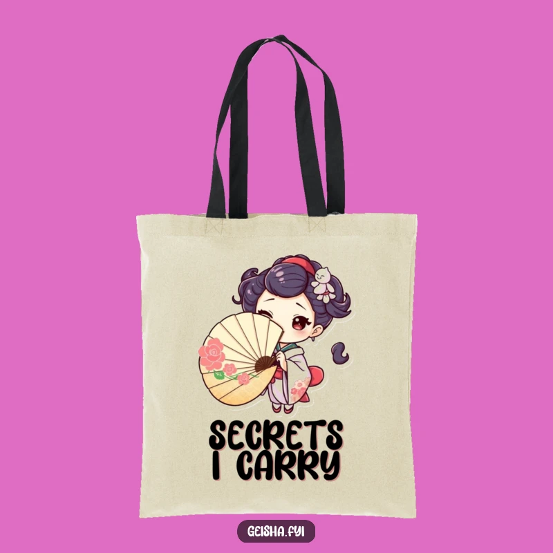 Playful Geisha Fan Tote Bag: Wink and Peek Carry-all, Humorous Gift